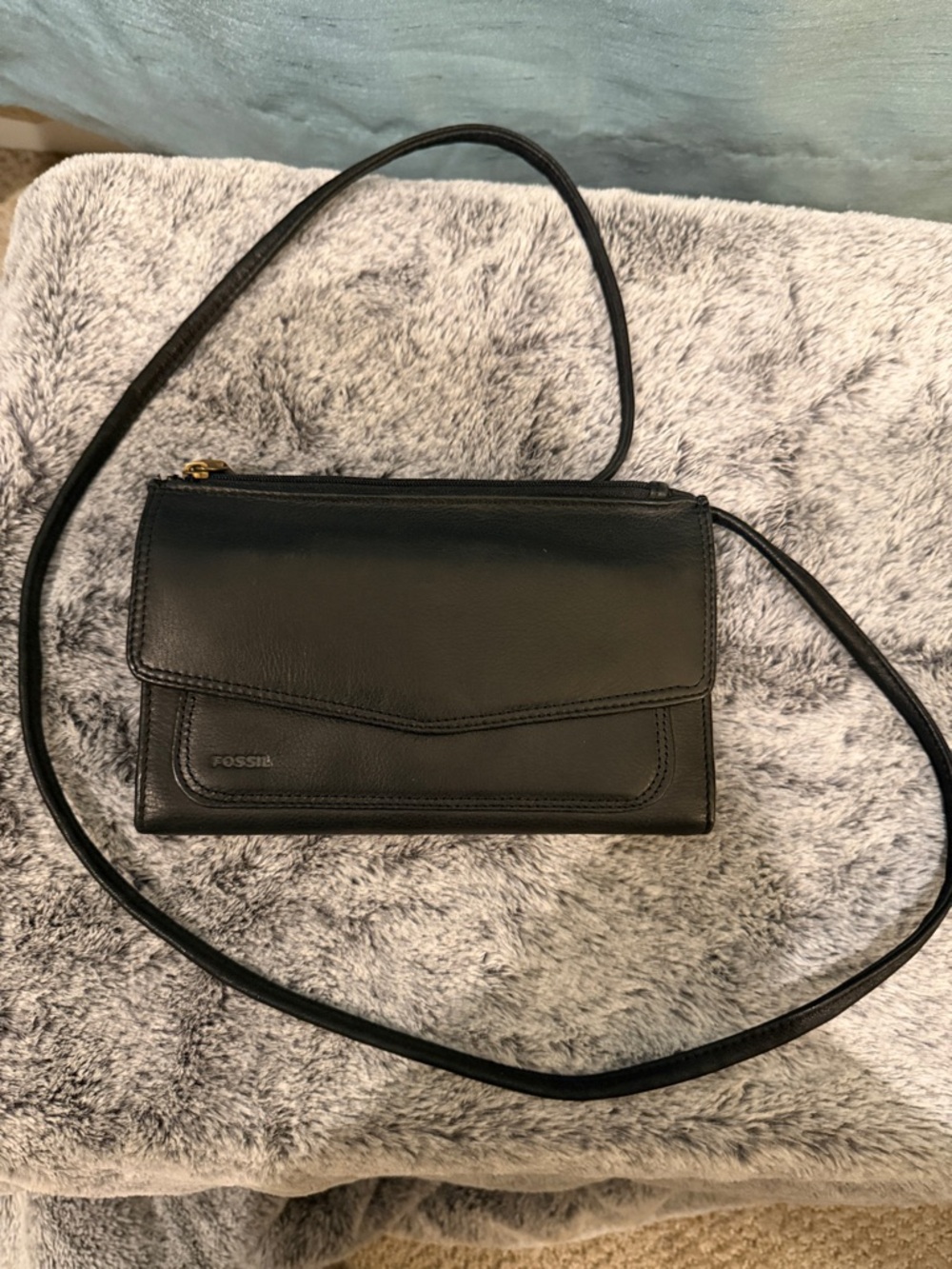 Fossil Black Leather Envelope Crossbody
